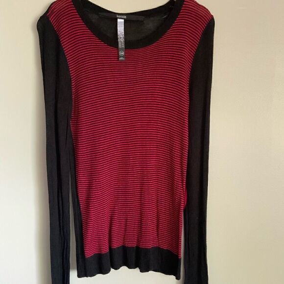 Kenzie Black and Red striped Lite Weight Sweater - Picture 6 of 15